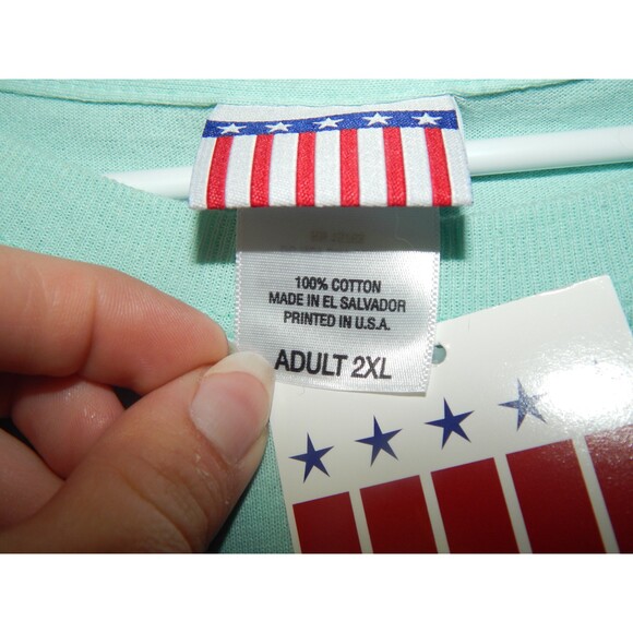 America 2007 fireworks flag inspired women's plus size 2XL eggshell blue t-shirt - Picture 2 of 7